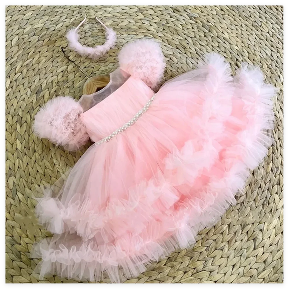 Robes à fleurs vertes modernes pour filles, robes de noël roses avec nœud à paillettes, nouvelles robes d'été pour bébés personnalisées