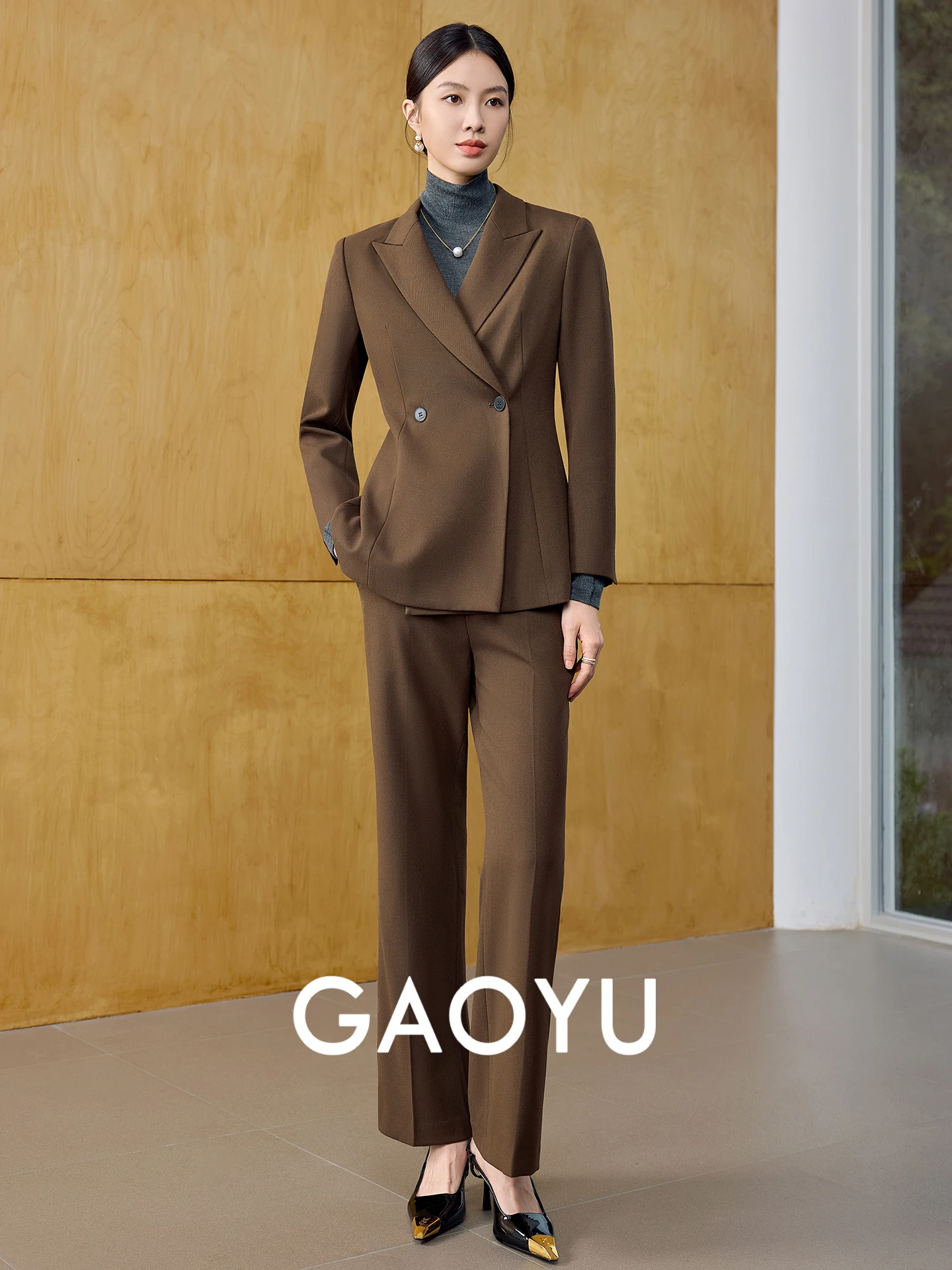 

Profional Wool Blend Women's Suit Slimming Commute Faionable Host Warm Sli Workwear Polyester Viscose Blend Long Sve