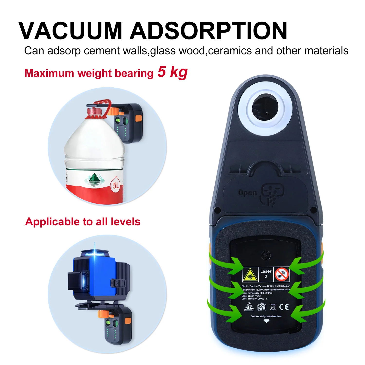 Xin Tester Electric Drilling Dust Collector Box,Laser Level Wall Suction Vacuum L drill Bracket For Furniture decoration