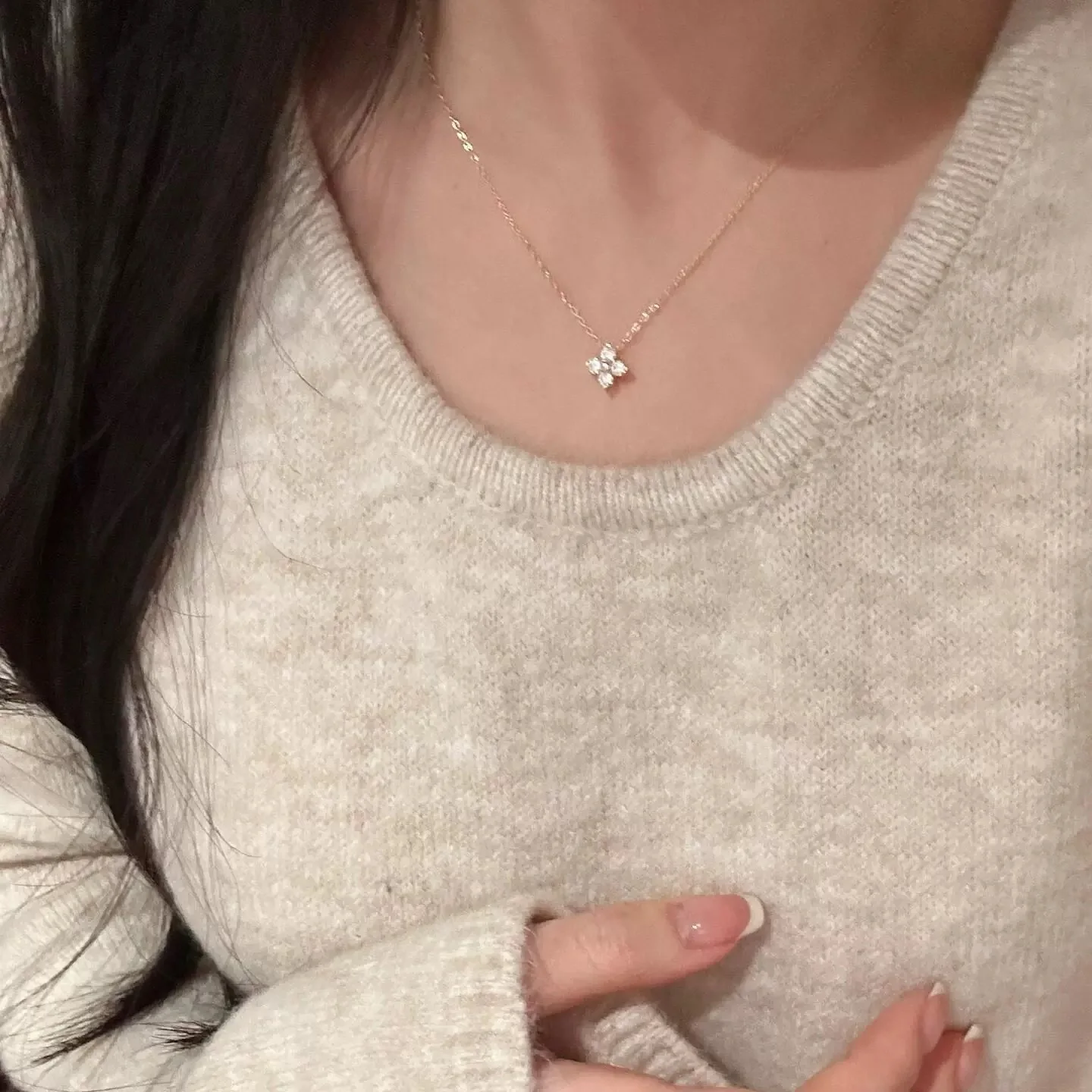 

S925 Серебро четыре листа травы циркон ожерелья для женщин регулируемая цепочка на ключицу свадьба помолвка женский подарок на день рождения