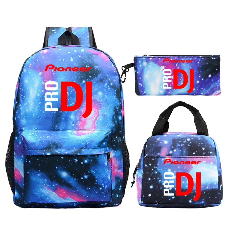 3pcs Pioneer Pro DJ Printed Backpack With Pencil Case Lunch Bag Set Student Nylon Schoolbag Boys Girls Backpack Travle Mochila - view 3