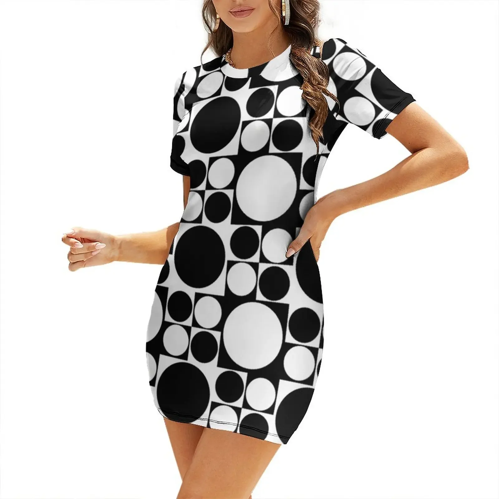 

Mod op art dress Short-Sleeved Dress dresses ladies 2025 summer dress women elegant luxury
