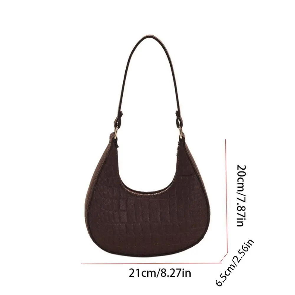 Portable Print Crescent Moon Underarm Bag Shoulder Pouch Tote Bag Cloth Shoulder Bag All-match Solid Color Felt Handbag Travel