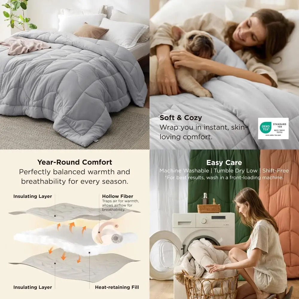 

Queen Comorter — Comorters Queen Size или всесезонный, альтернативный и предварительно смываемый пододеяльник Ultra-Sot Down с 4-мя выступами — hine Wash