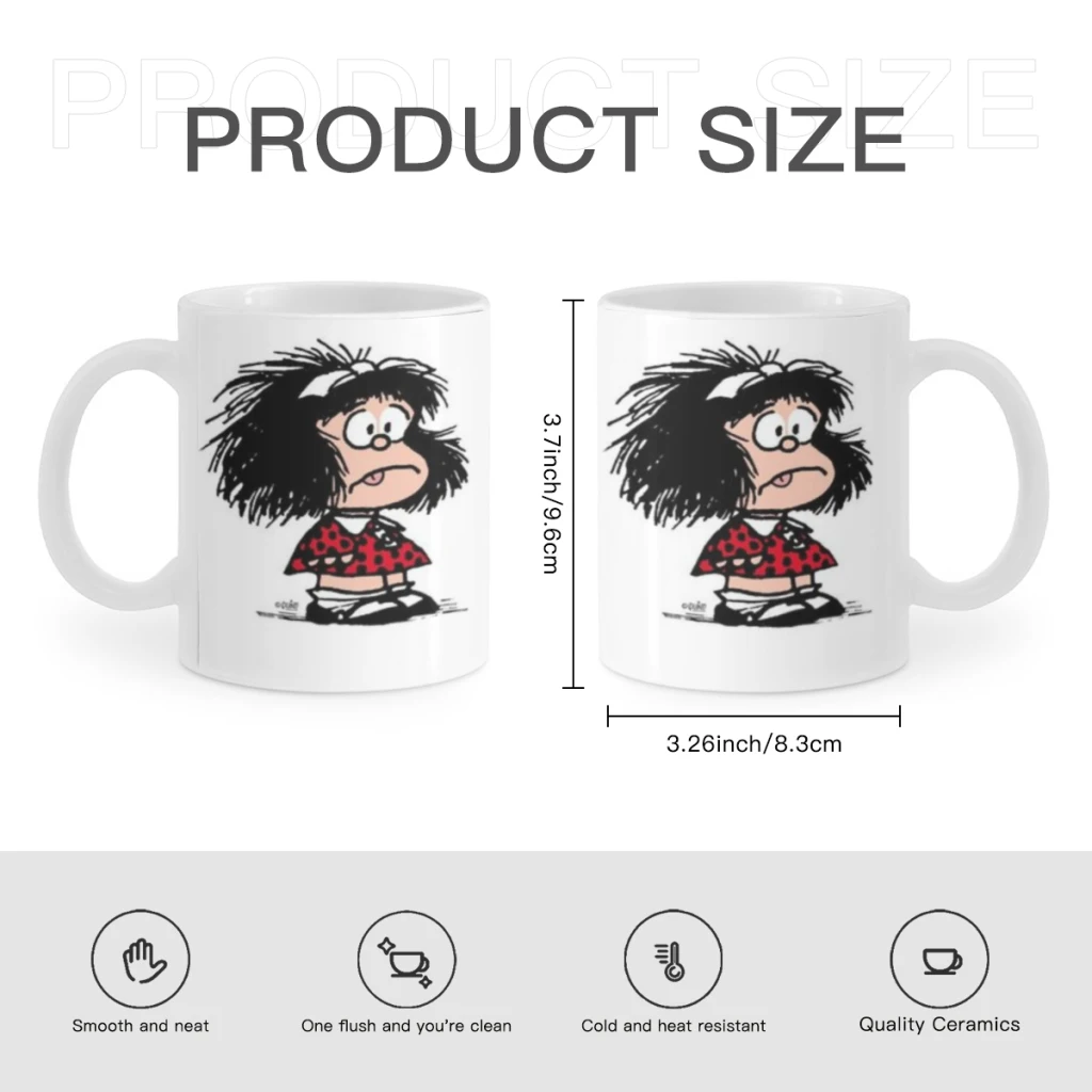 Mafalda Cartoon Milk Mocha Cup Coffee Tea Cup Cute Animal Breakfast Dessert 11oz Milk Water Cup Gift