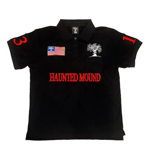Imagen 1 del producto Polo Haunted Mound para hombre, camisa de manga corta estilo Hip Hop de calle Retro americana Y2k, Top informal de algodón bordado, ropa de béisbol