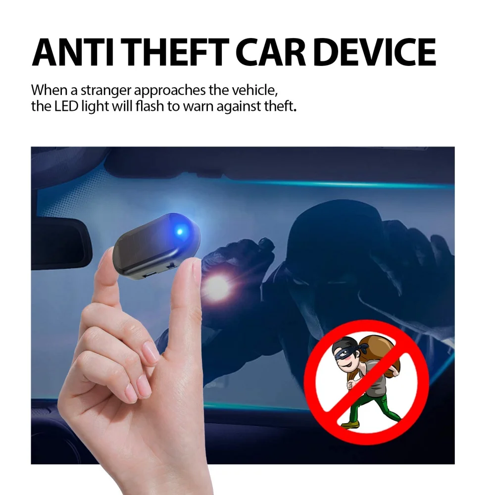 Car Fake Security Light Solar Powered Simulated Dummy Alarm Wireless Warning Anti-Theft Caution Lamp LED Flashing Lights