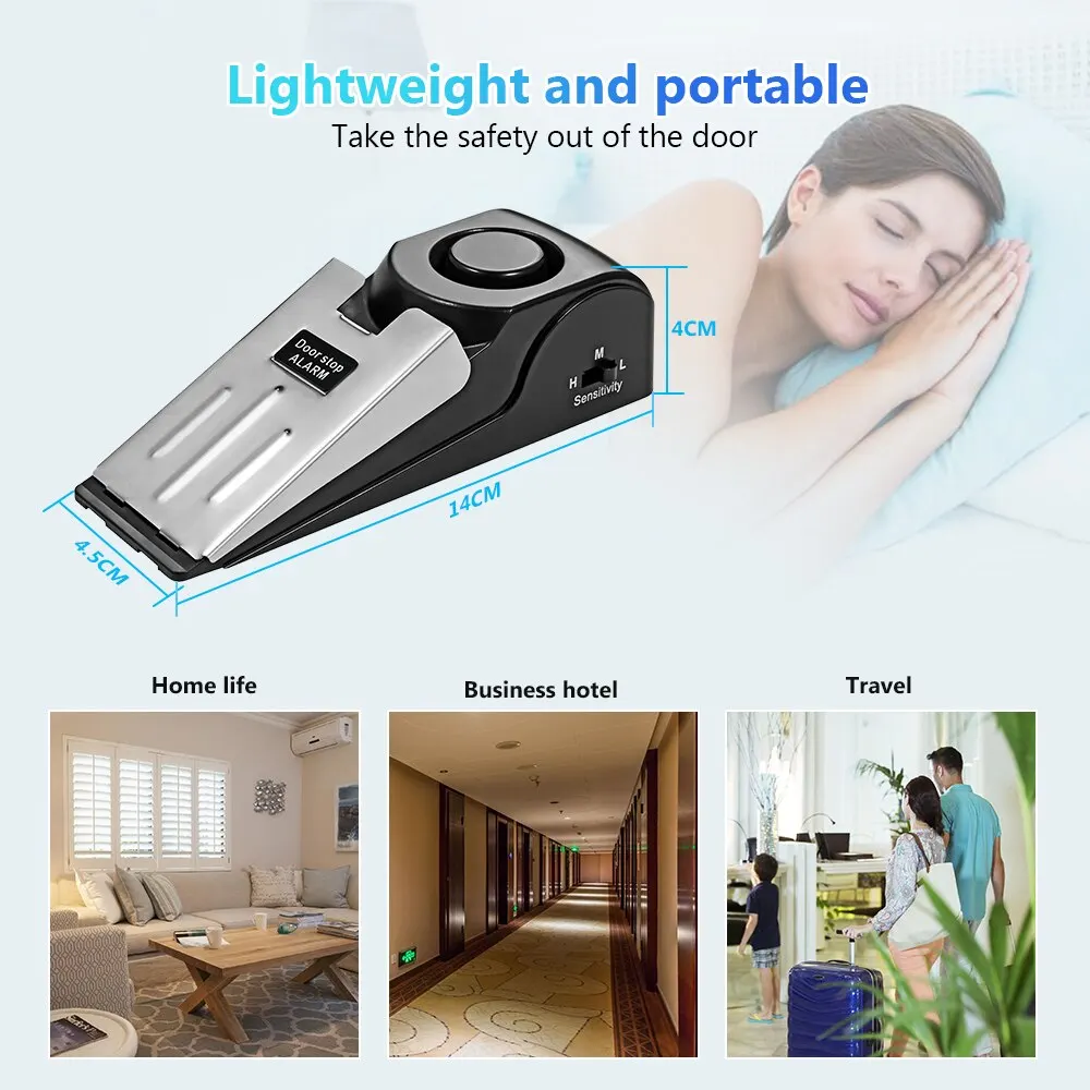 KERUI 2 Pack Wireless Door Stop Alarm System 120dB Loud Home Security Anti-Theft Door Block System Portable Door Stoppers Alarm