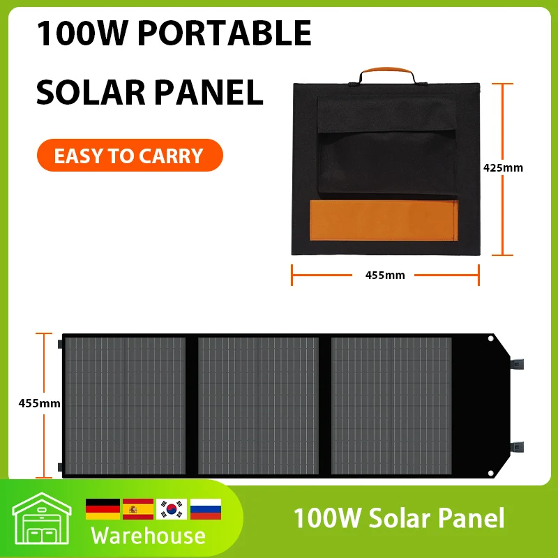 Camping 100W Solar Panel Flexible Foldable Outdoor Solar Battery Charger Monocrystalline Silicon 18V Celulas Solares Top Quality