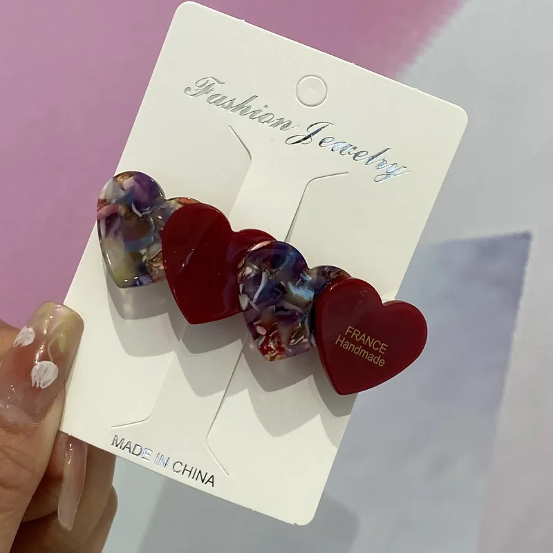 Korea Acetat Herz Haar Clips Für Frauen Rosa Haar Pins Und Clip Mädchen Bogen Haarspange Leopard barrettes Dame Halb Haarnadel Kopfschmuck – Detail 10