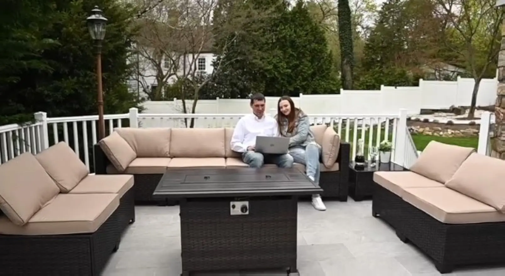 Outdoor Rattan secional Móveis Set, vime, substituível, almofadas impermeáveis, Coffee Table