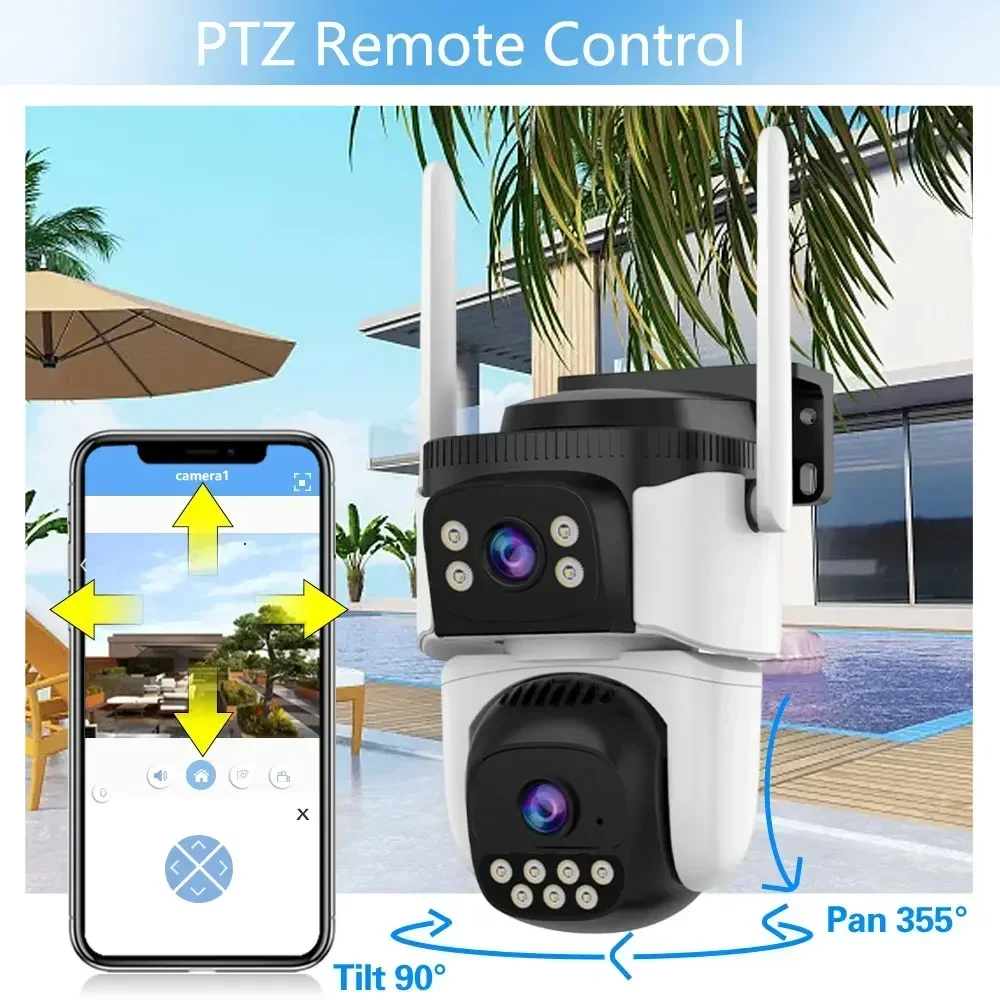 Telecamera dome IP PTZ wireless a doppio obiettivo 4K 8MP Visione notturna a colori Audio bidirezionale Tracciamento automatico Sicurezza domestica CCTV Baby Monitor