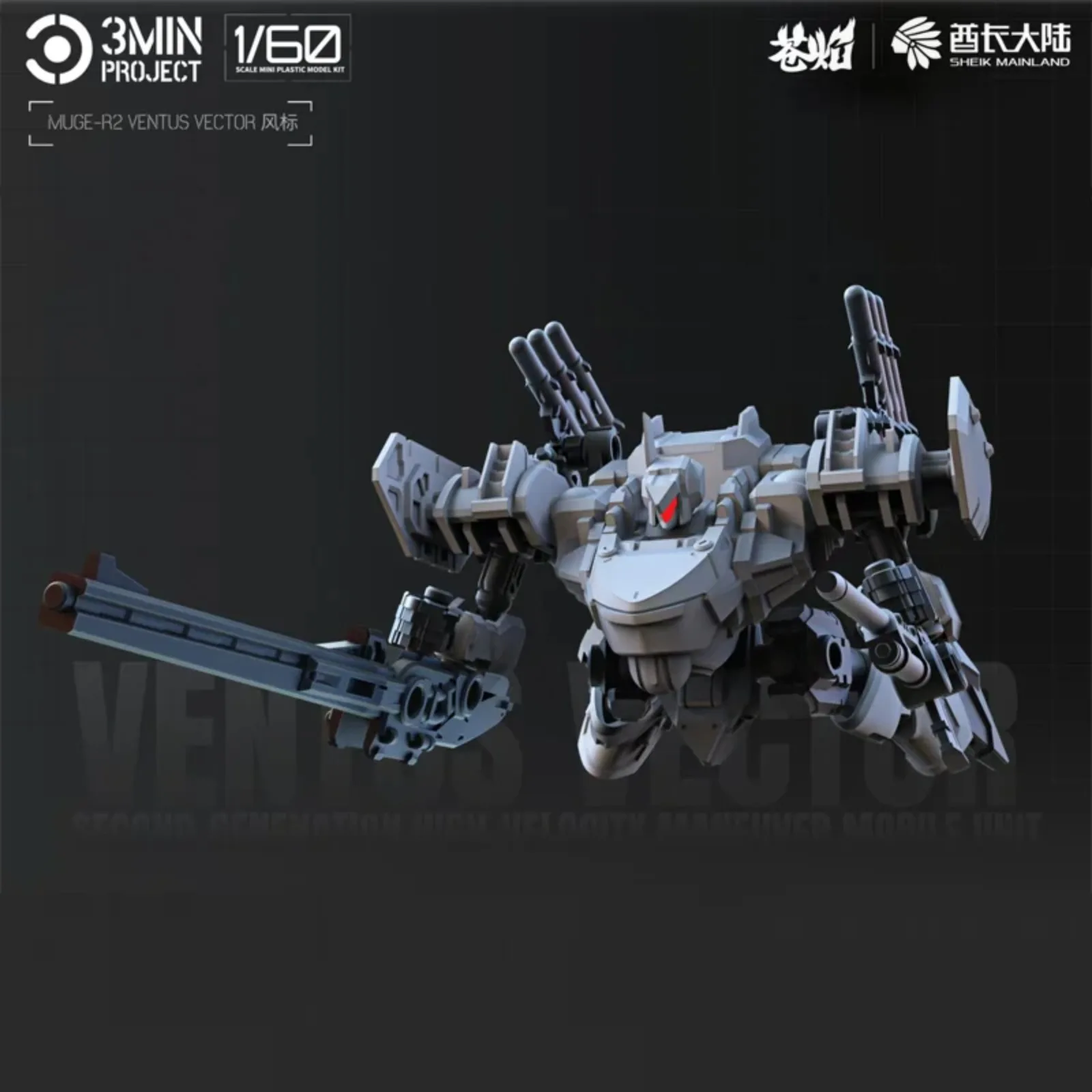Sheik Mainland 3MIN Project Muge R2 Ventus Vector 1/60 Scale Robot Model Kit Action Figure for Adults Collectors DIY（3pcs/box）