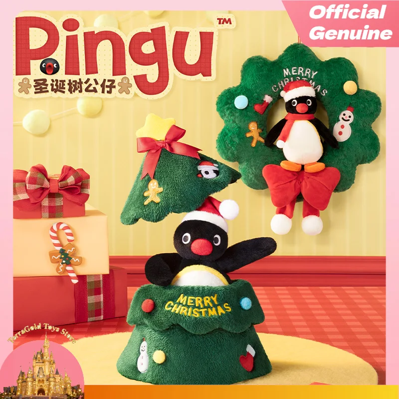 귀여운 핑구 봉제 인형 크리스마스 트리 봉제 인형 핑구 크리스마스 리스 봉제 인형 펭귄 액세서리 모델 홈 장식