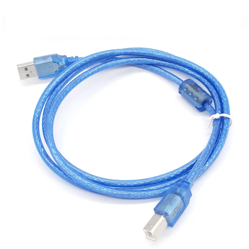 USB 2.0 Printer Cable USB 2.0 Type A Male to Type B Male Foil+Braided Shielding Transparent Blue 0.3M 0.5M 1.5m 2m 3m 5m 10m