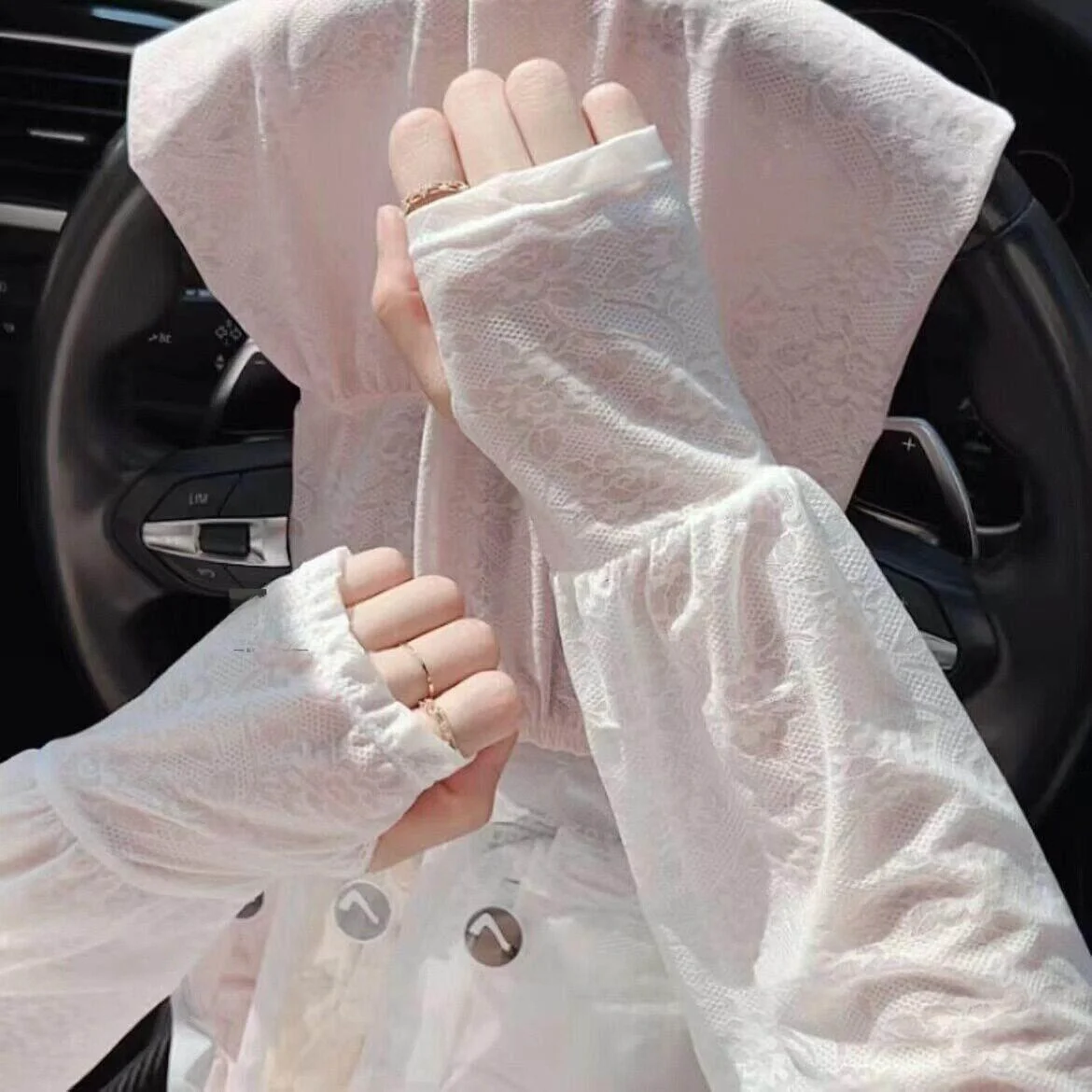Lightweight Loose Lace Ice Silk Sun Protection Sleeve Covers Summer Driving Cycling Fairy Style Women's Thin Gloves Arm Prote...