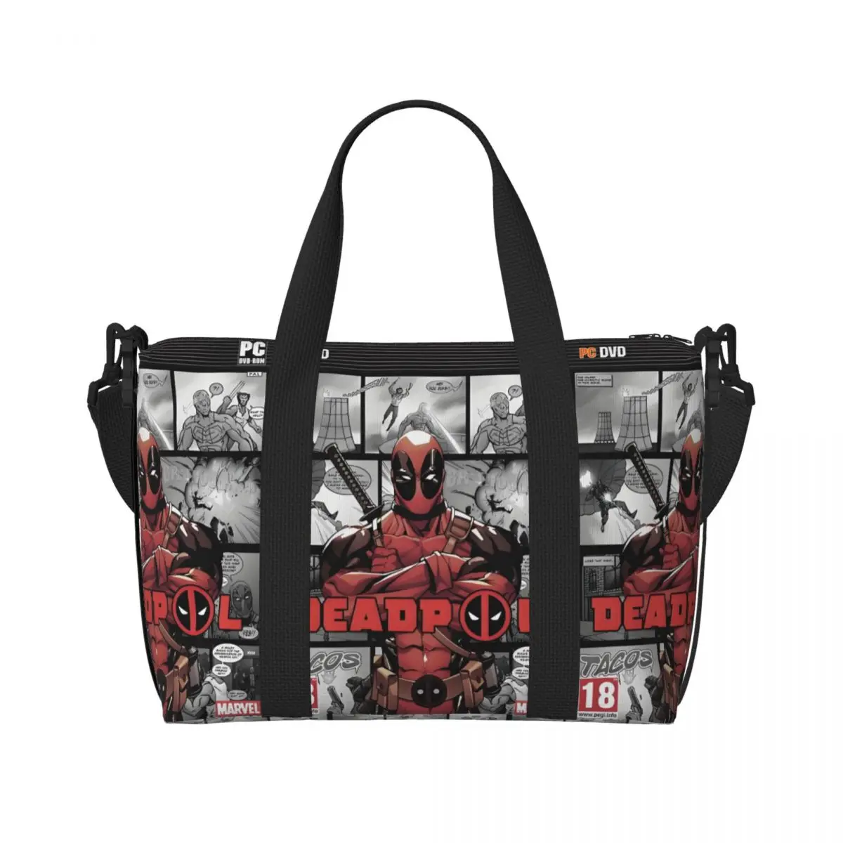 

Пляжная большая сумка из фильма «Дэдпул» на заказ для женщин, очень большие спортивные сумки для ручной клади, винтажные дорожные сумки для покупок с комиксами