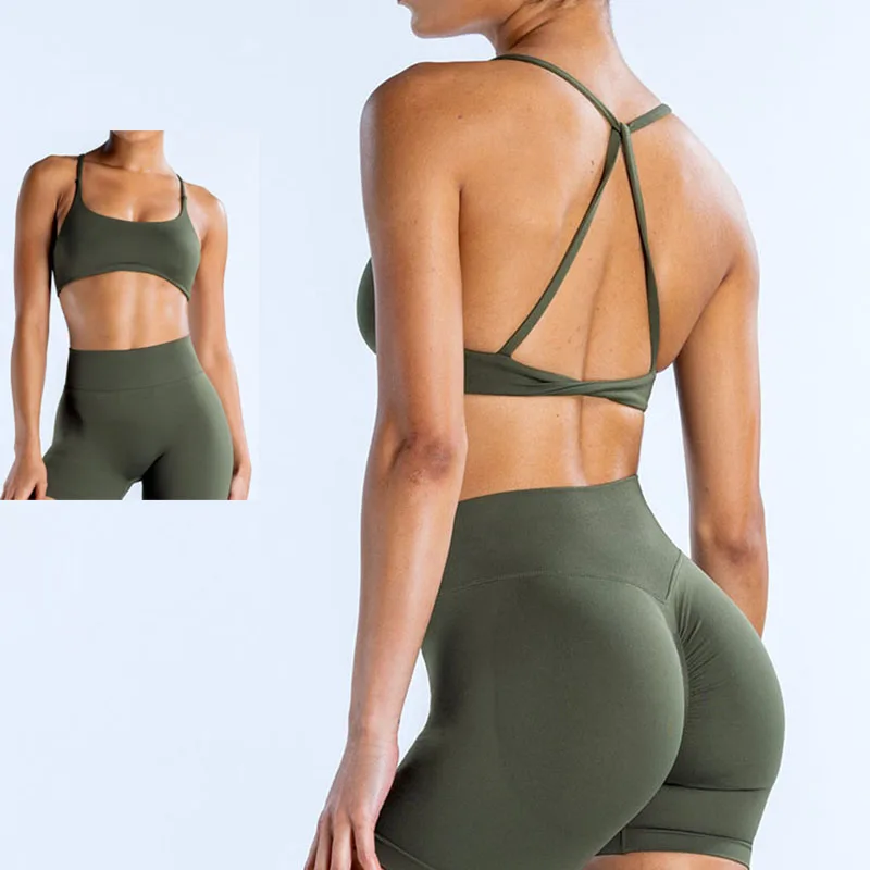 

‌Backless Sports Bra Tank, High Support Yoga Top With Padded Cups - Perfect for Gym & Running Yoga Wear Fitness Clothes