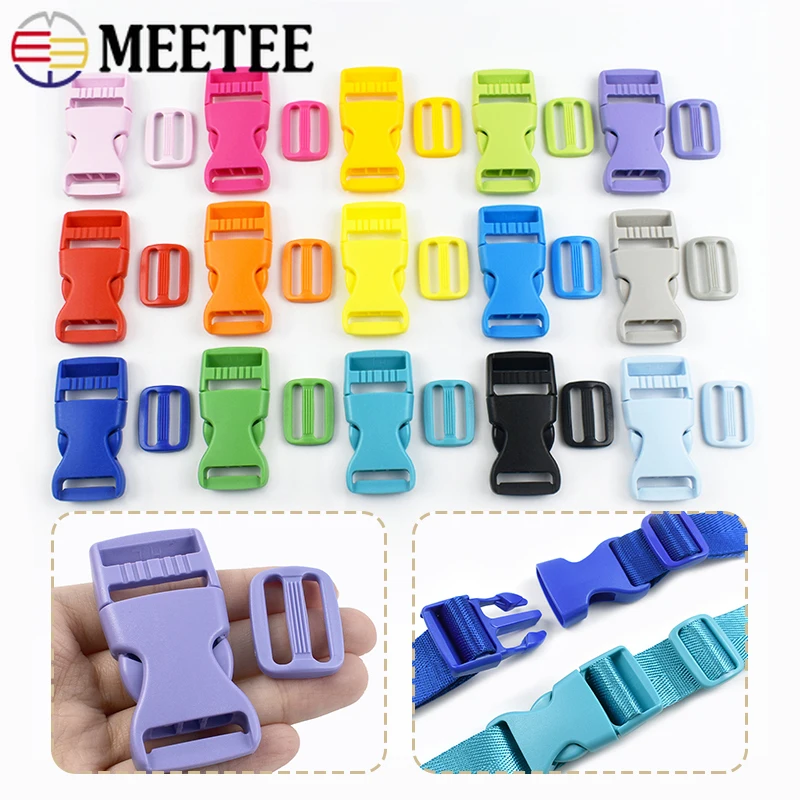 

5-20Sets Plastic Release Buckles 15-25mm Backpack Belt Side Clip Clasp Dog Collar Adjust Bag Carabiner DIY Bags Strap Accessory