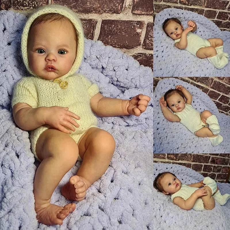 

45CM Meadow Newborn Baby Girl Reborn Doll Soft Cuddly Body Lifelike Soft Touch 3D Skin with Visible Veins Art Doll