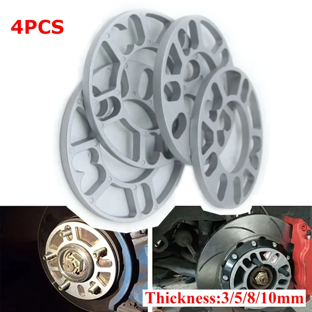 4PCS 알루미늄 범용 자동차 휠 스페이서 심 플레이트 3mm 5mm 8mm 10mm 맞춤 4x100 4x114.3 5x100 5x108 5x114.3 5x120