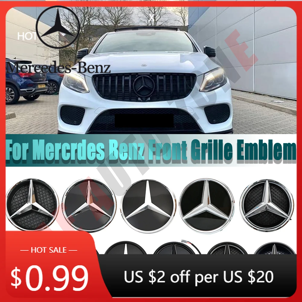 

Автомобильная наклейка с серебряной рамкой, новейшая эмблема в стиле 3D для Mercedes Benz GLC X253 GLE W166 C292 GLS X166 OE, эмблема в стиле решетки Star E