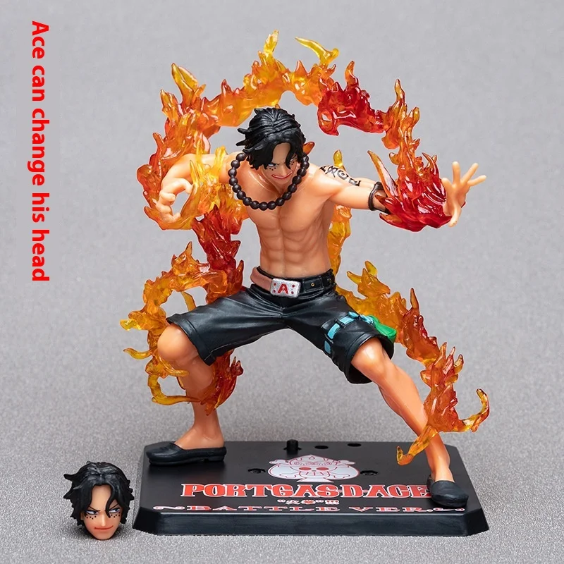 Toy Peripheral Japanese Anime Piece Figurine Combat Version Luffy Fire Fist Ace Doll Doll Car Cake Ornament Holiday Gifts