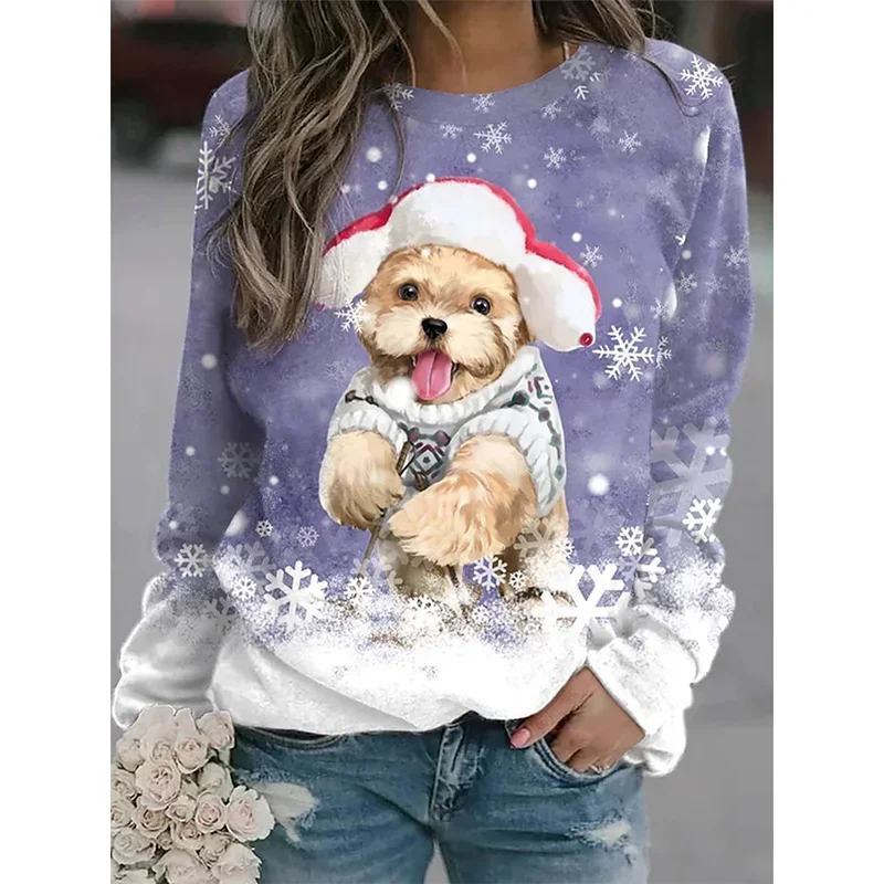 Christmas Hoodies Snowman 3D Print Sweatshirts Women Long Sleeve Y2k Hoodie Streetwear Oversized Pullovers Tops Woman Clothing