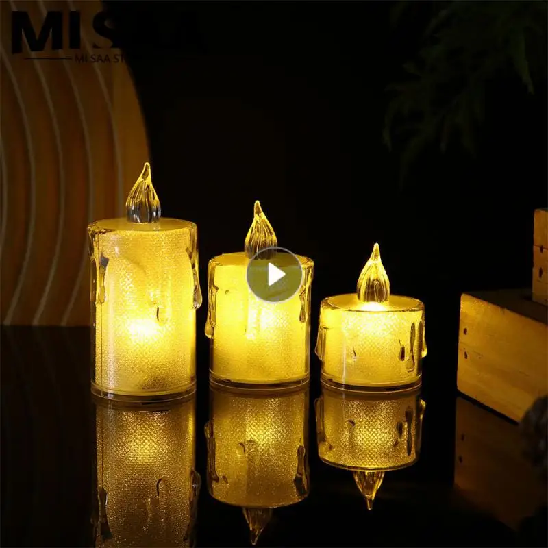 Christmas LED Candle Creative Wishing Led Tea Injection Light Warm White Flameless Candle Halloween Christmas Decor Candle Light