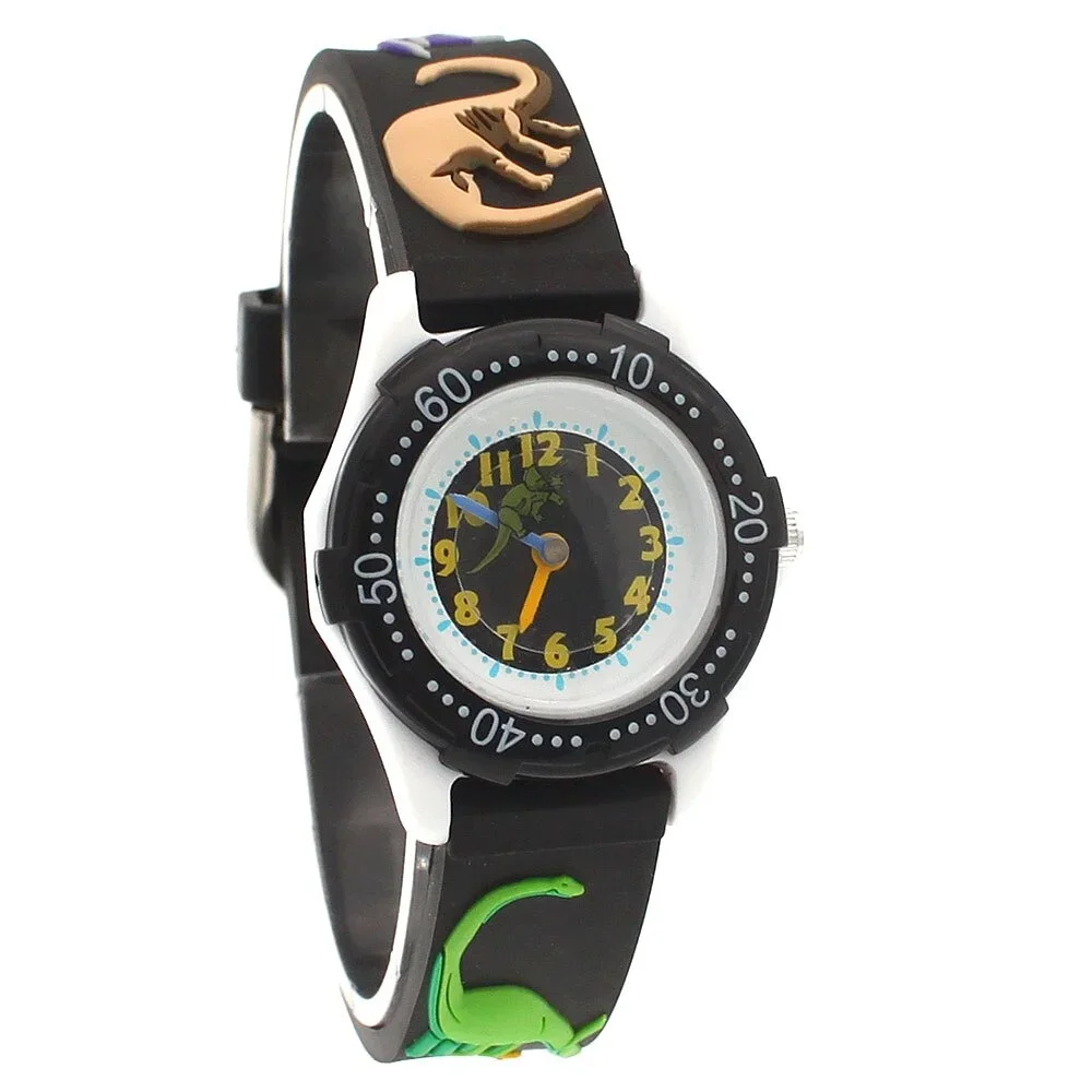 Relógio de pulso infantil de quartzo com pulseira de borracha 3D desenho animado design esportivo meninos estudantes relógio