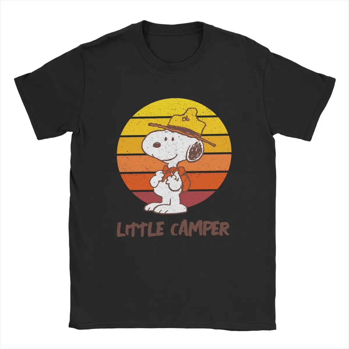 Snoopy Beagle Scout Happy Camper Men T Shirt Funny Tees Short Sleeve Crew Neck T-Shirts Pure Cotton Gift Idea Clothing