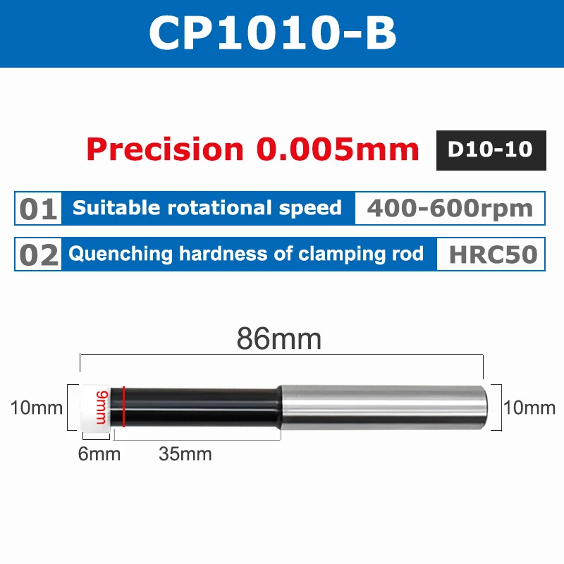 10mm Ceramics Edge Finder Non-Magnetic 86L 100L 150L 200L For CNC Machine Milling For Coordinate Positioning CP1010