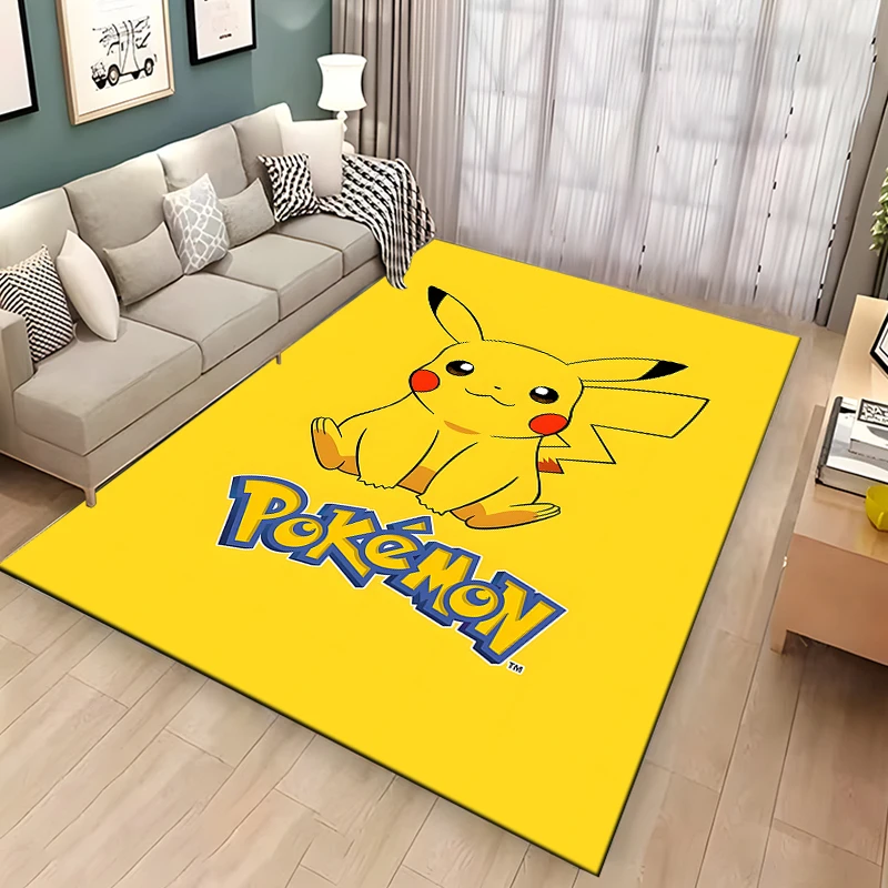 Pokemen Pikachu Area Rug,Carpet for Home Living Room Bedroom Sofa Doormat Kitchen Decor,Non-slip Floor Mat Anime Rug