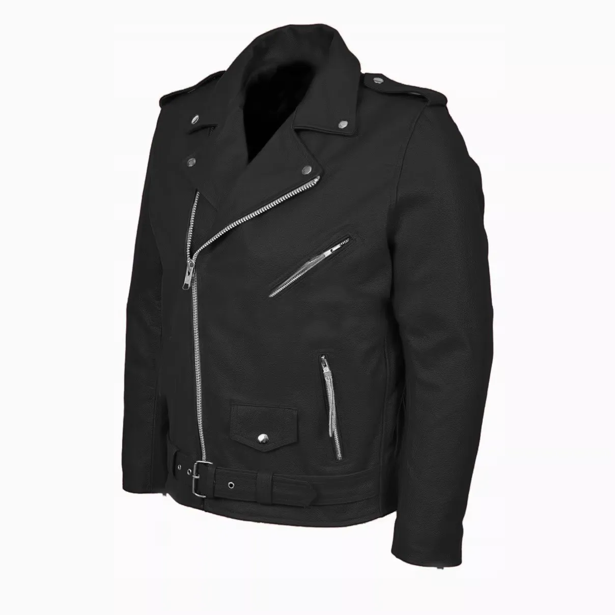 Trendy brand red personality trendy men punk style real leather jacket men's plus size short motorcycle leather jacket