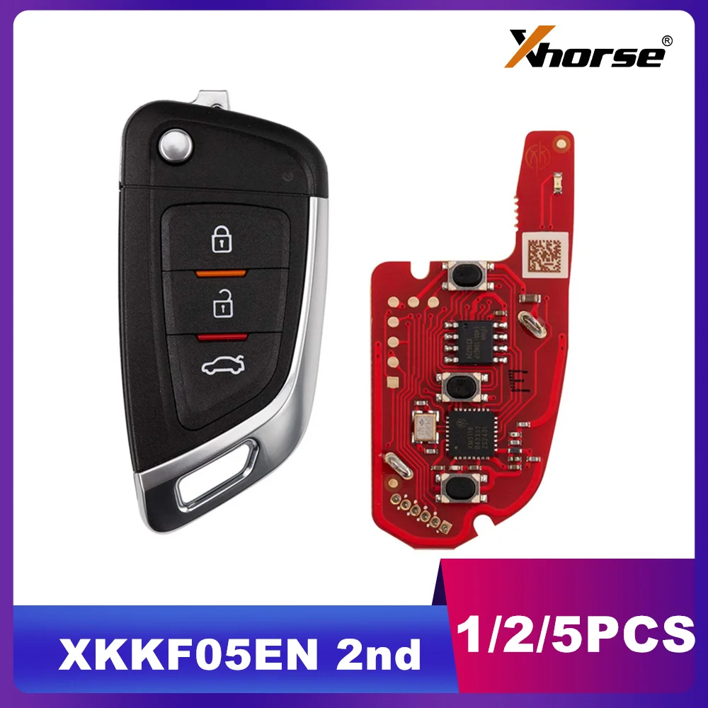 

1/2/5PCS Xhorse XKKF05EN Knife Style 3 Buttons 2nd Generation Wire Remote Support Wireless Programming