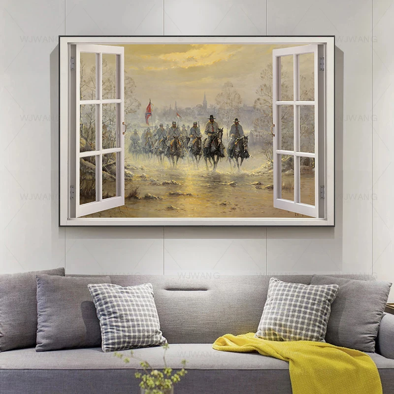 

Nature Landscape Wall Decor 3D Window View Canvas Posters and Prints Creative Painting Wall Pictures for Living Room Home Decor