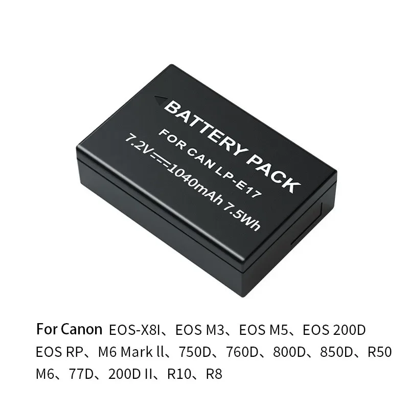 LP-E17 Camera Battery 1040mAh LPE17 LP E17 Rechargeable Battery for Canon EOS R8 RP 200D 250D M3 M5 M6 750D 760D T6s 800D T8i