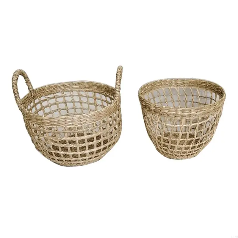 

G5AB Handmade Storage Basket Natural Seaweed Woven Flower Pot Planter Vase Storage Garden Home Decor