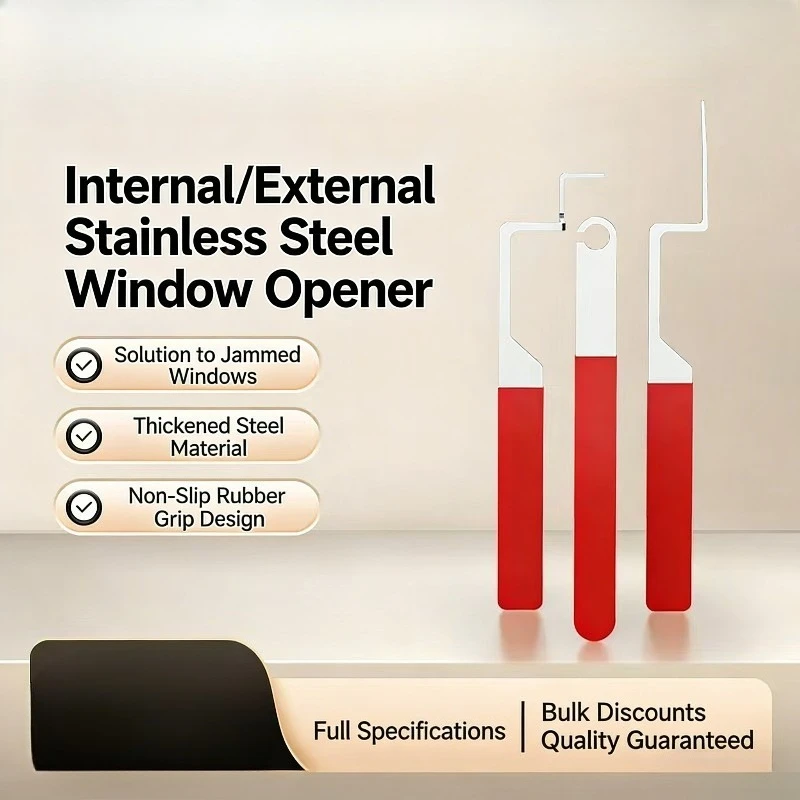 

6 Pcs/2 Set Window Opening Kit Emergency Stuck Window Repair Tools Professional Home Maintenance Set with Red Handle Hand Tools
