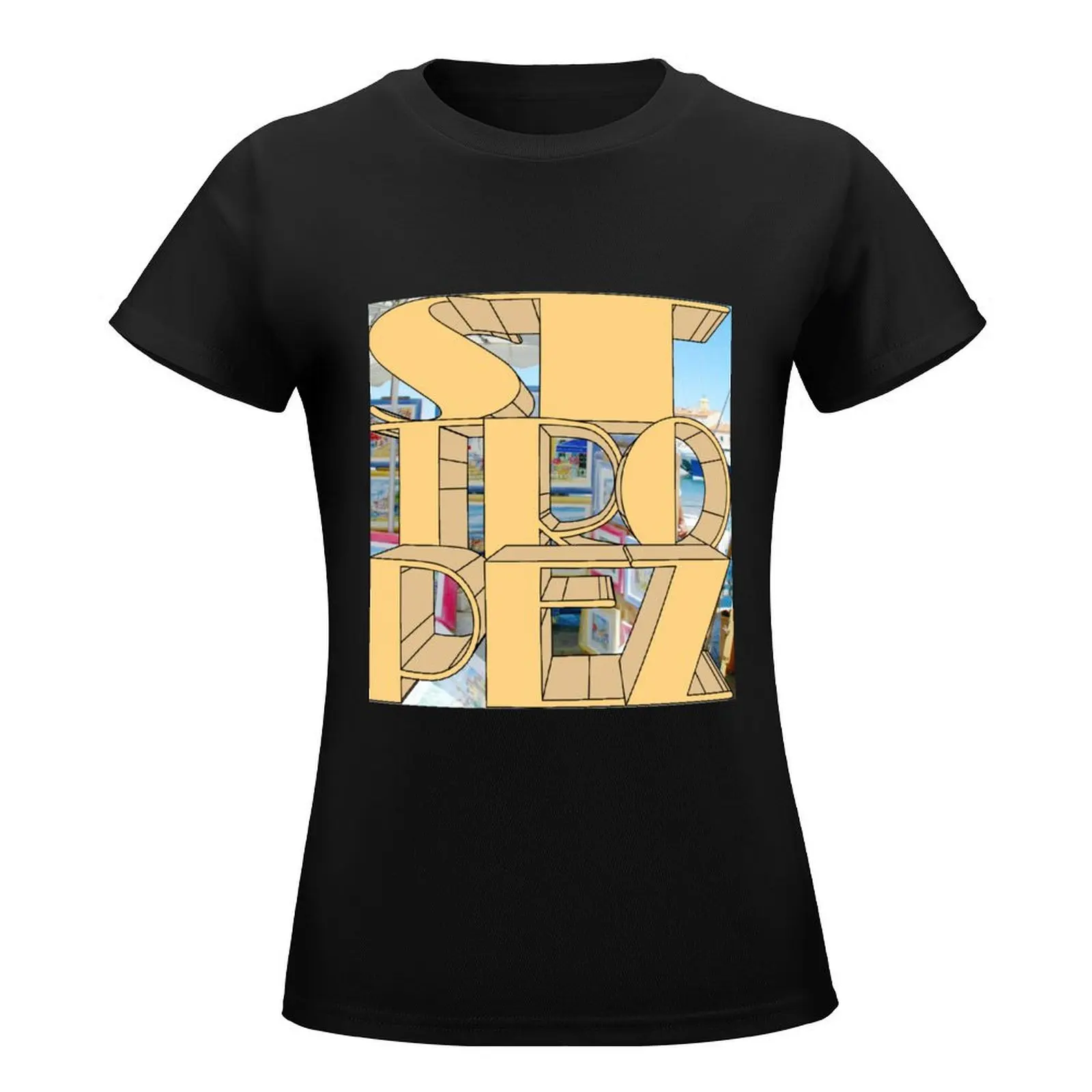 St. Tropez paintings in the harbor T-Shirt shirts graphic tees tees cute clothes Women's tee shirt