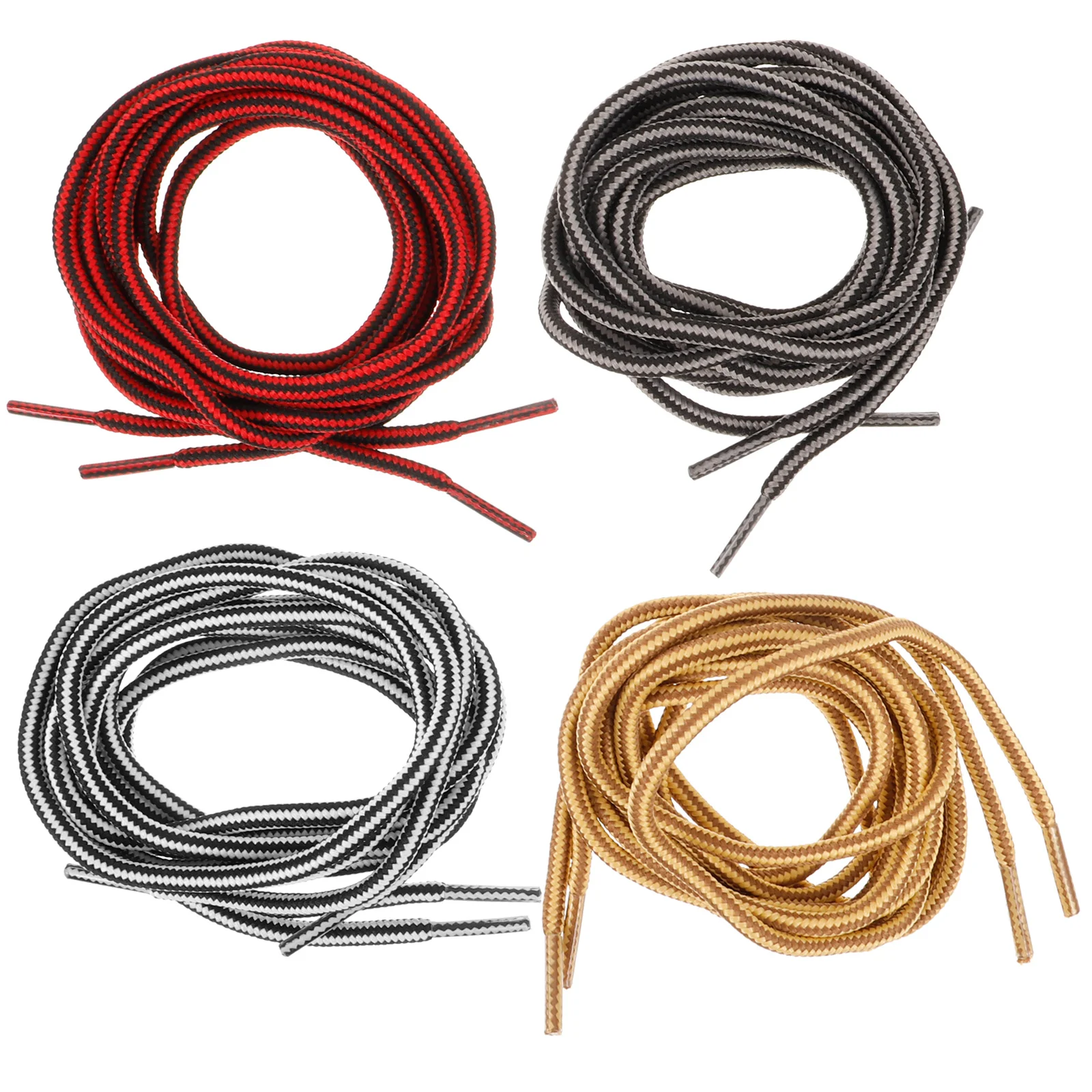 

4Pairs Durable Cloth Shoe Laces Dual Color Striped Design Long Sneaker Shoelaces for Boots and Women Replacement Accessories