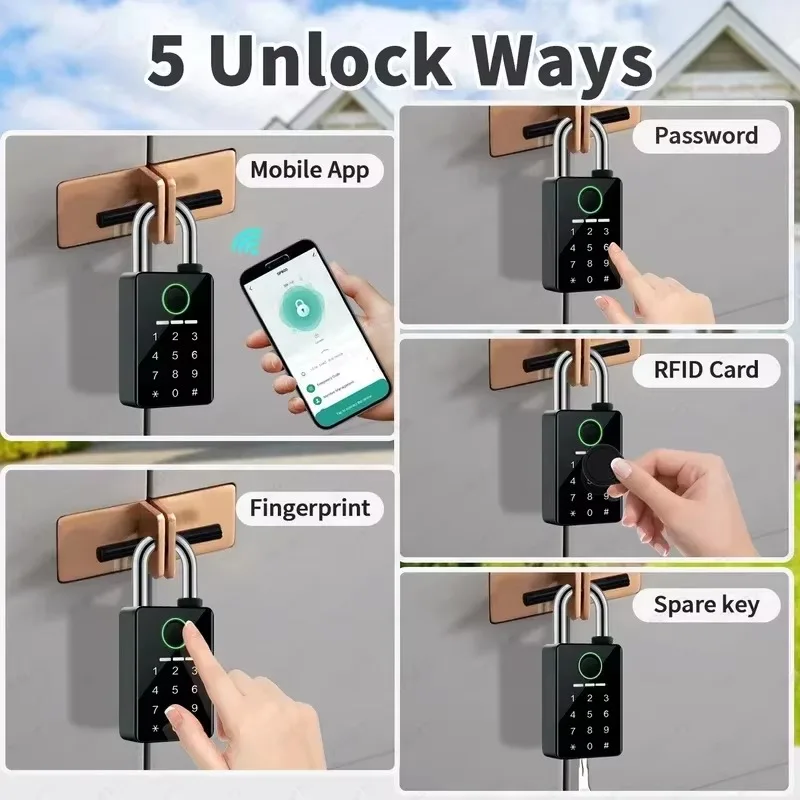 Waterproof Padlock Electronic Lock Keyless Unlock Heavy Duty Padlock for Home House Warehouse Garage gallery 4