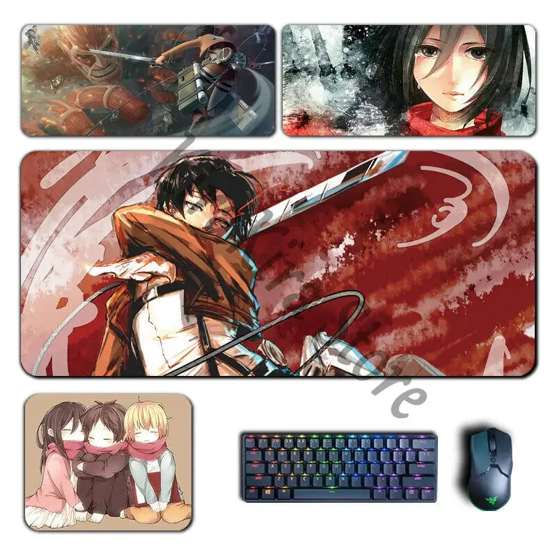 

Mikasa.Ackerman Anime Table Mats Attack on Titan Mouse Mat Levi Ackerman Large Keyboard Pad Reiner Braun Cosplay Unisex Placemat