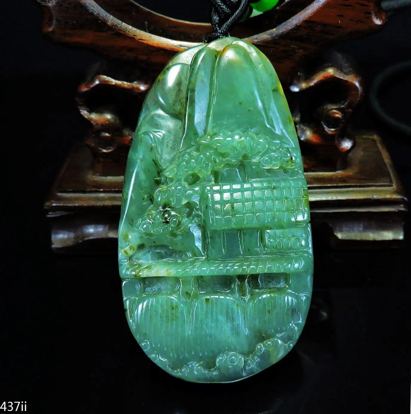 

Jade Jewelry Natural Jade Pendant Necklace Hand-Carved landscape Jadeite Necklace Pendant Gift No Treatment 437i
