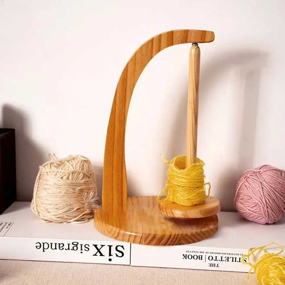 Wooden Yarn Holder Rotatable Magnetic Levitation Wool Yarn Winder Handmade Crocheting Yarn Ball Storage Rack