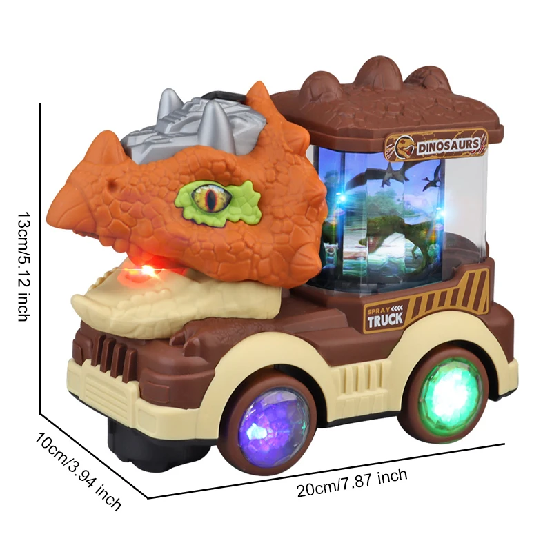 Coche de juguete eléctrico con forma de dinosaurio iluminado con música