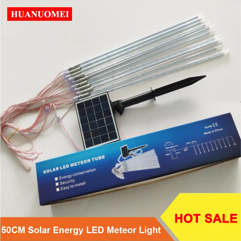 

30CM 50CM Solar LED Meteor Lights Tube Red Green Blue Warm White RGB Outdoor Decoration Street Garden Fairy Wedding Party Lamp