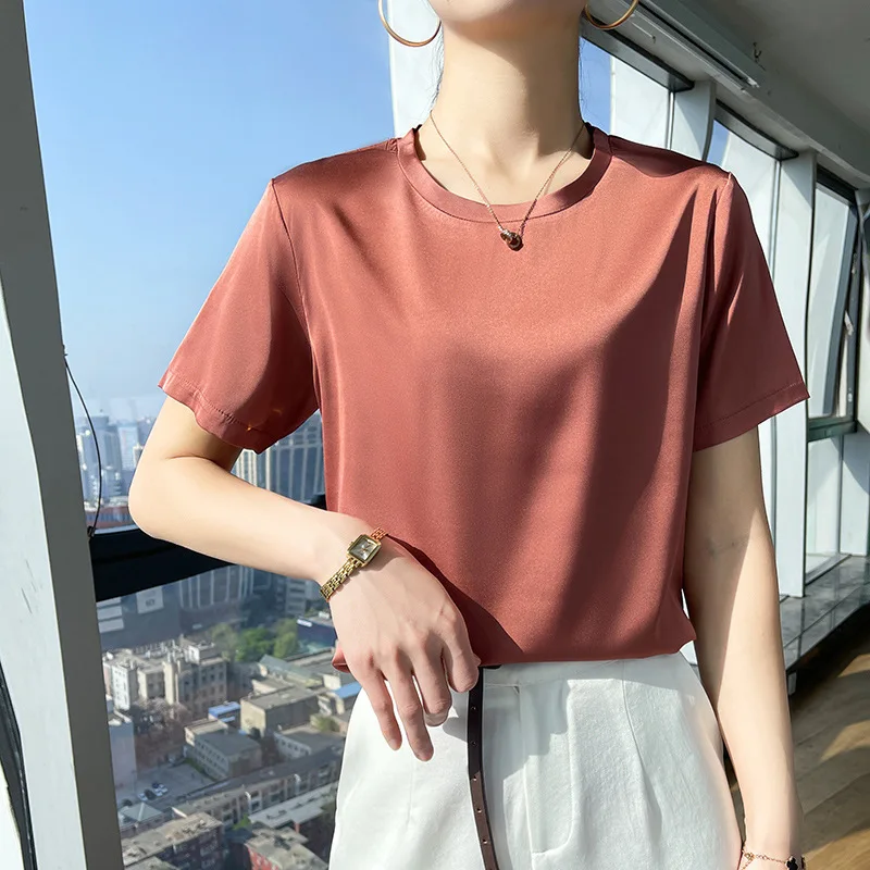 

Женская шелковая футболка ort Sve Мерсеризованный хлопок Удобный дышащий модный женский топ осенней коллекции