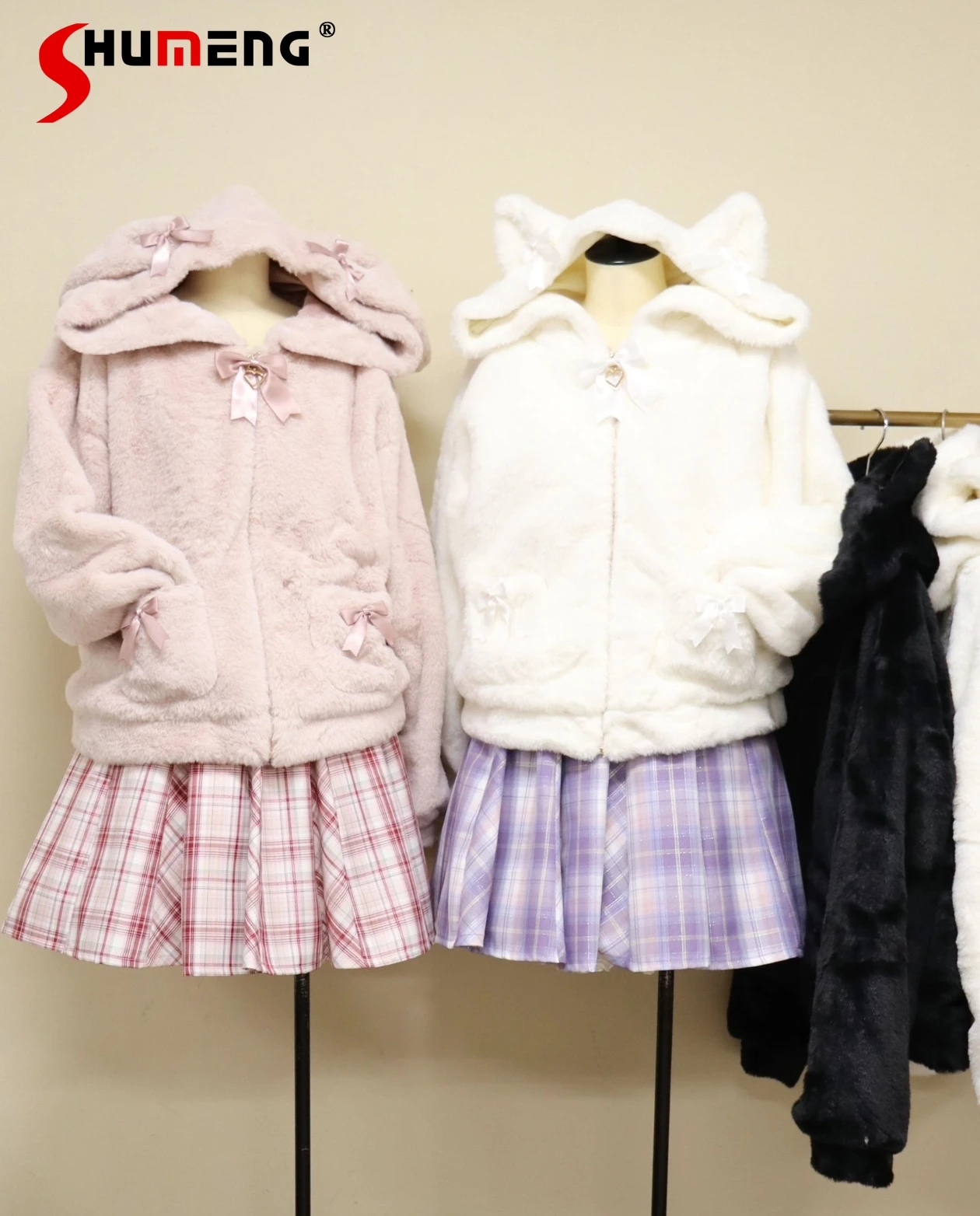 

Милая милая куртка с капюшоном в японском стиле для девочек с бантом на молнии в форме сердца, универсальное свободное теплое зимнее короткое пальто для женщин