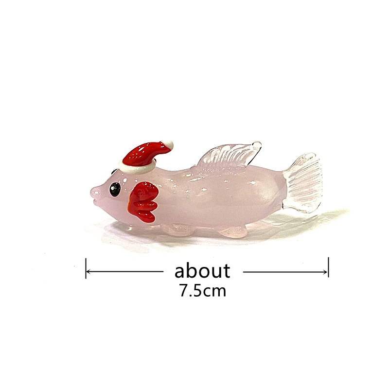 Pink Glass Axolotl Figurine - Cute Mini Salamander Animal Statue Ornament for Home Desktop Decor Collection Xmas New Year Gift